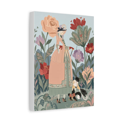 🌹🐈 The Lady And Puss In Boots Placemat – Art Deco Floral Whimsy
