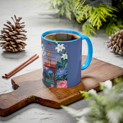 Whispers to the Golden Songbird Colorful Mugs – Art Deco Garden Elegance