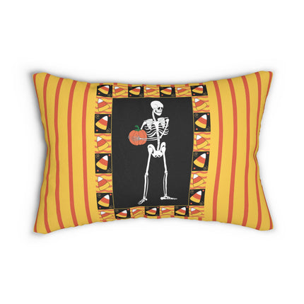 Candy Corn Skeleton Spun Polyester Lumbar Pillow