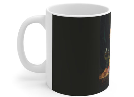 A Roemer, Grapes, Peaches, Plums, Raspberries, and Walnut by Edward Ladell Ceramic Mug 11oz