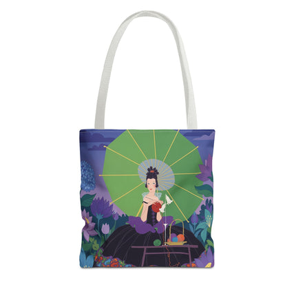 🧶🌸 The Lady Of The Enchanted Knitting Garden Tote Bag – Art Deco Floral Fantasy
