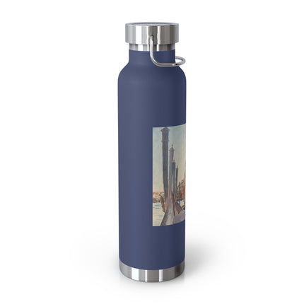 Gondola Moorings on the Grand Canal by John Singer Sargent Copper Vacuum Insulated Bottle, 22oz