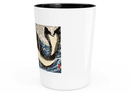 Miyamoto no Musashi Attacking the Giant Whale by Utagawa Kuniyoshi Ceramic Shot Glass