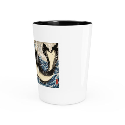 Miyamoto no Musashi Attacking the Giant Whale by Utagawa Kuniyoshi Ceramic Shot Glass