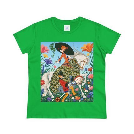 🐎🌸 The Enchanted Garden Riders Cotton Tee – Art Deco Equestrian Whimsy