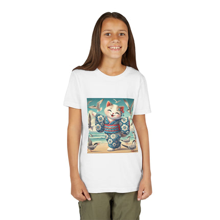 Geisha Kitten by the Seaside Youth Short Sleeve Tee