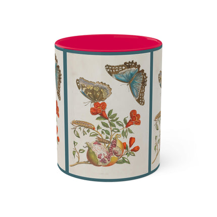 Blue Butterflies and Pomegranate by Maria Sibylla Merian Colorful Mugs, 11oz