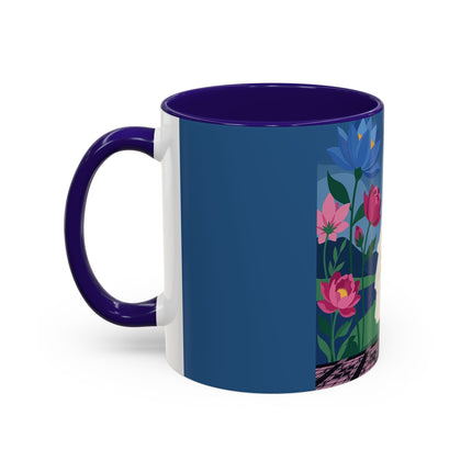 The Lady Of The Golden Parasol Colorful Mugs – Art Deco Botanical Elegance