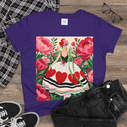 ❤️🌸 The Heart Garden Cotton Tee – Art Deco Floral Romance