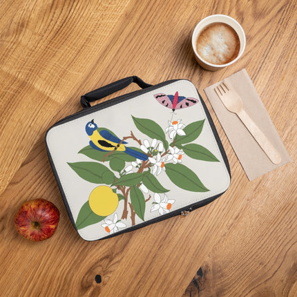 Blue Tit & Butterfly Lunch Bag – Spring Harmony & Delicate Beauty