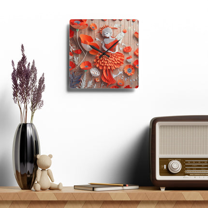 Poppy Fairy Acrylic Wall Clock, Round and Square