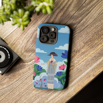 🌸🎩 The Lady Of The Grand Flower Garden Phone Case – Art Deco Fashion Illustration