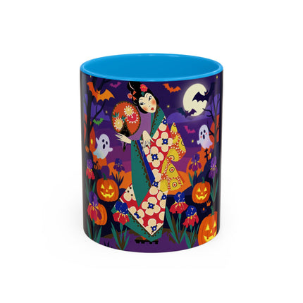🌙🎃 The Moonlit Garden Masquerade Colorful Mug – Floral Halloween Charm