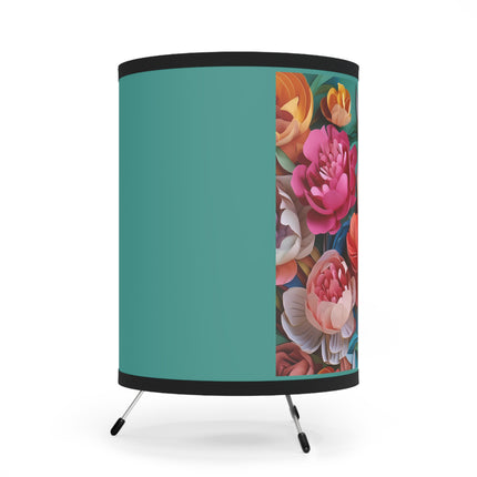 Peonies in Full Bloom Tripod Lamp