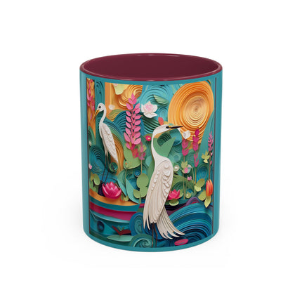 Elegant Egret Oasis Colorful Mugs (11oz, 15oz)
