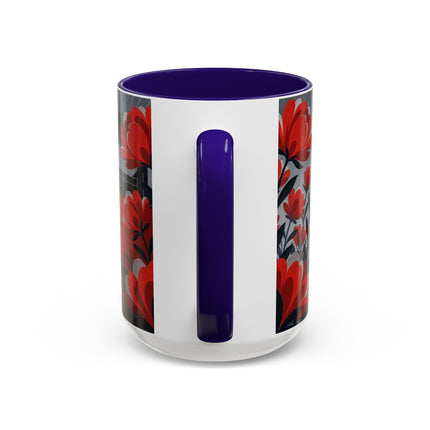 ☔🌹 The Scarlet Rainstorm Promenade Colorful Mug – Art Deco Motoring Elegance