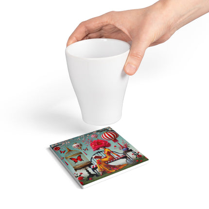 Reading In A Painted Garden Ceramic Coaster
