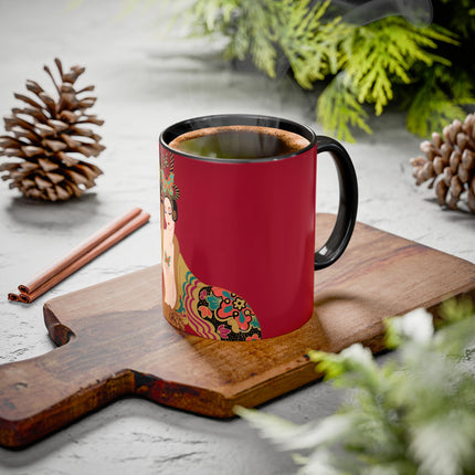 Butterfly Empress of the Crimson Pavilion Colorful Mug (11oz, 15oz) – Art Deco Beauty, Butterfly Elegance & Ornamental Style