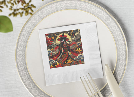 Kabuki Witch White Coined Napkins