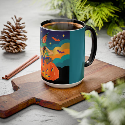🌙🎃 The Witch Of Crescent Moon Pumpkin Colorful Mug – Colorful Halloween Charm
