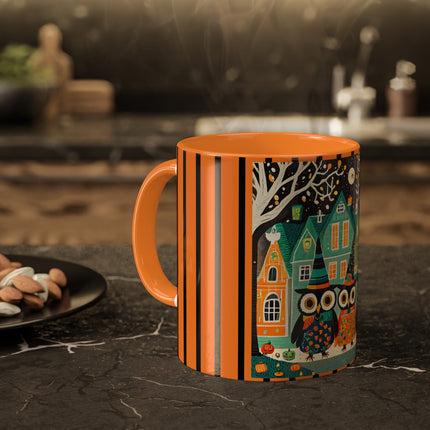 Night of the Trick-or-Treating Owlets Colorful Mugs, 11oz