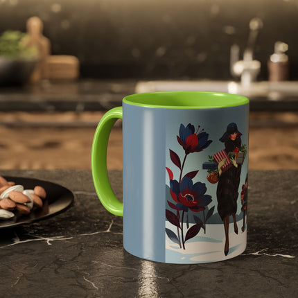 🎁🌺 The Christmas Gift Garden Stroll Colorful Mug – Art Deco Holiday Fantasy