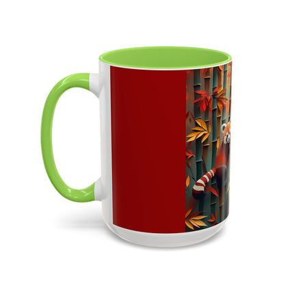 Red Panda at an Autumn Bamboo Grove Colorful Mugs (11oz, 15oz)