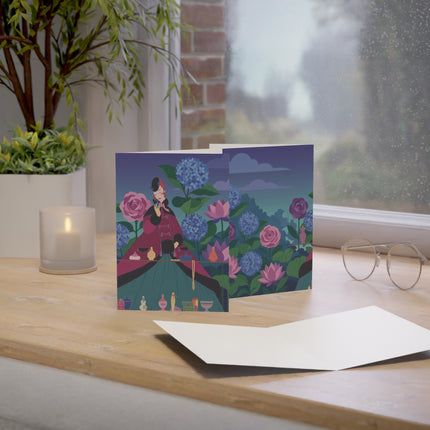🌹💎 The Lady Of The Perfumed Garden Greeting Card – Art Deco Floral Elegance