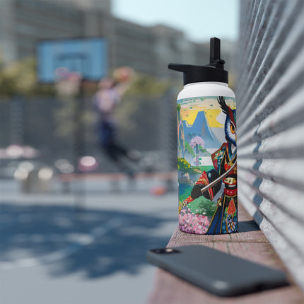 Cyberpunk Samurai Owl Stainless Steel Water Bottle