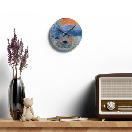 Sunrise by Claude Monet Acrylic Wall Clock, Round and Square