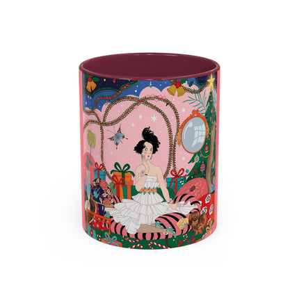 🎀🎄 Christmas Morning In The Rose Parlor Colorful Mug – Art Deco Holiday Fantasy