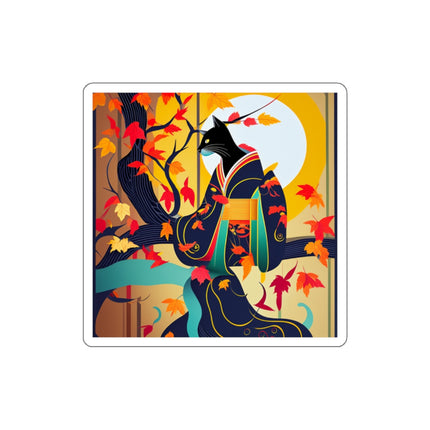 Black Cat in Kimono Die-Cut Stickers (5 Sizes)