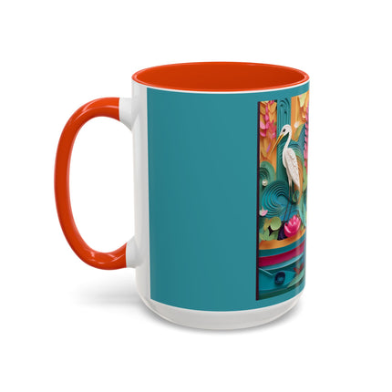 Elegant Egret Oasis Colorful Mugs (11oz, 15oz)