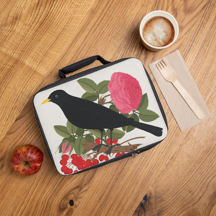 Blackbird & Rose Lunch Bag – Timeless Elegance & Nature's Harmony