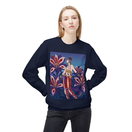 🎭🌺 The Enchanted Peacock Blossom Dancer Midweight Crewneck Sweatshirt – Art Deco Floral Fantasy