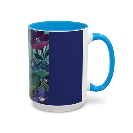 The Lady Of The Moonlit Fountain Colorful Mugs – Art Deco Botanical Serenity