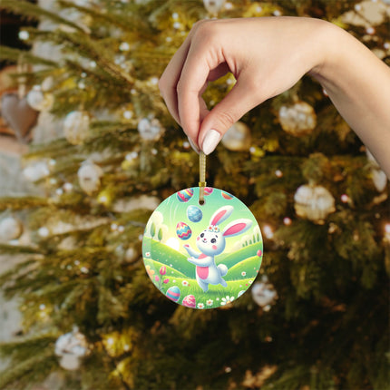Easter Bunny Glass Ornament