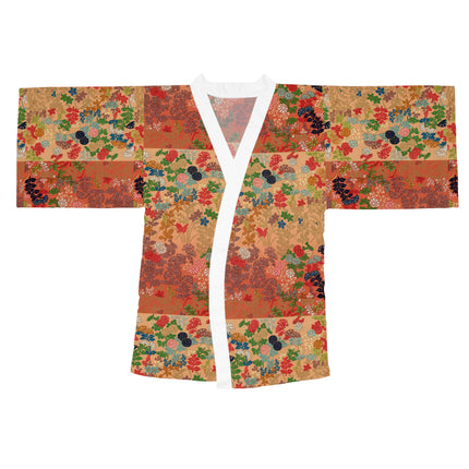 Japanese Fan Flower Pattern by G.A. Audsley Long Sleeve Kimono Robe (AOP)