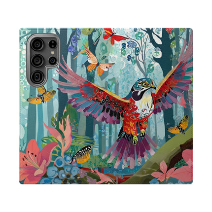 🦖🦋 Colorful Raptor Flip Case – Butterfly Wonder & Forest Adventure