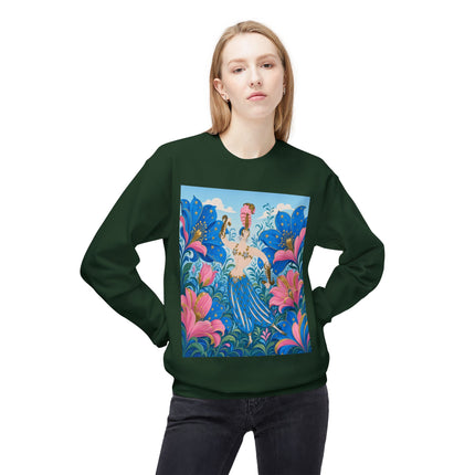 🌟🌸 The Starry Blossom Garden Dancer Midweight Crewneck Sweatshirt – Art Deco Floral Fantasy