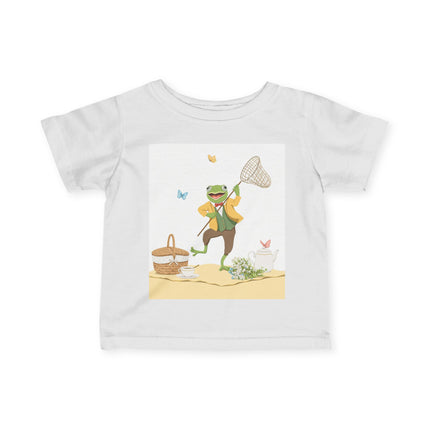 🐸🦋 The Little Butterfly Chasing Frog Infant Fine Jersey Tee – Whimsical Woodland Charm