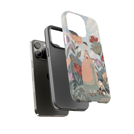 🌹🐈 The Lady And Puss In Boots Phone Case – Art Deco Floral Whimsy