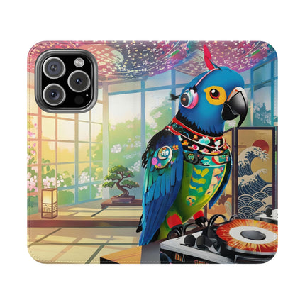 🎧🦜 Parrot DJ Flip Case – Neon Beats & Cyber Groove