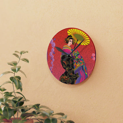 Enchanting Geisha Acrylic Wall Clock