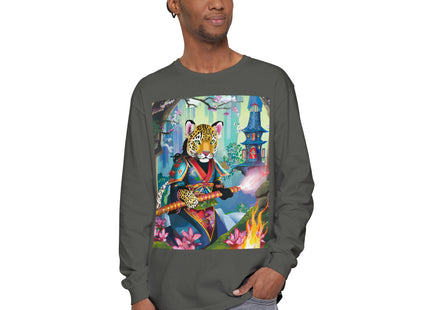 Cyberpunk Leopard Garment-dyed Long Sleeve T-Shirt
