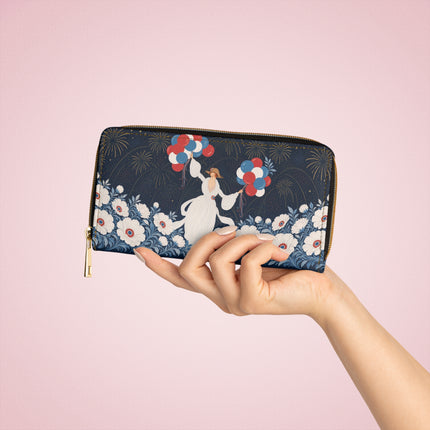 🎈🌼 The Midnight Balloon Garden Wallet – Art Deco Floral Celebration