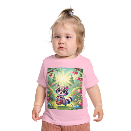 Raccoon’s Berry Basket Baby T-Shirt – Sweet Woodland Charm & Sunny Adventures