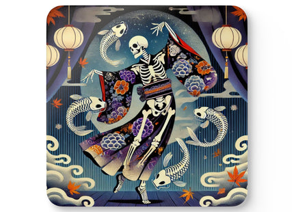 Skeleton Kabuki Performer Corkwood Coaster Set