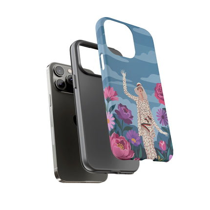 🌺👒 The Grand Flower Promenade Phone Case – Art Deco Fashion Illustration