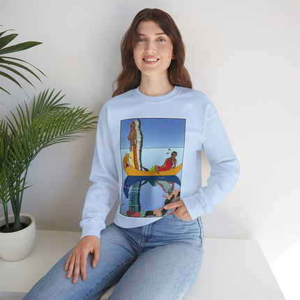 Le long du Missouri (Indian couple on the Missouri River) by George Barbier Heavy Blend™ Crewneck Sweatshirt